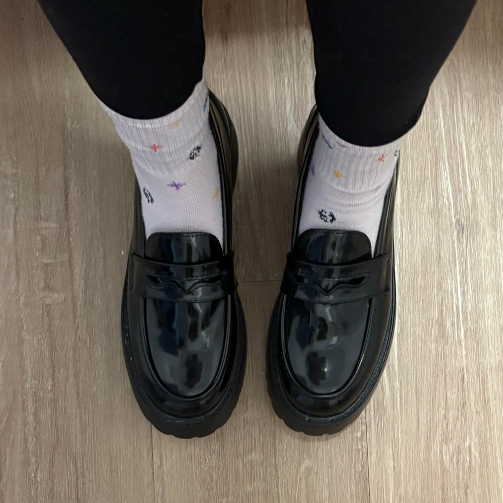 Sugar Punk Black Patent Platform Penny Loafers - Picture 5 of 6